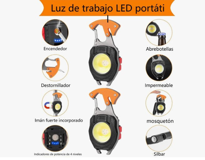 LLAVERO MULTIFUNCIONAL CON LUZ COB - LA HERRAMIENTA DEFINITIVA PARA EXTERIORES